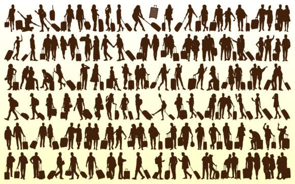 Download Traveling with Suitcase Silhouettes - Silhouette Collection